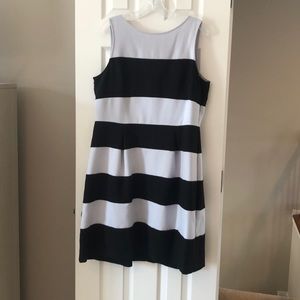 Loft size 14 baby blue and black strip dress